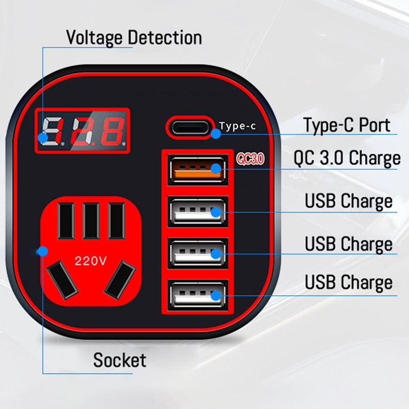 Multifunction Car Power Inverter QC Charger